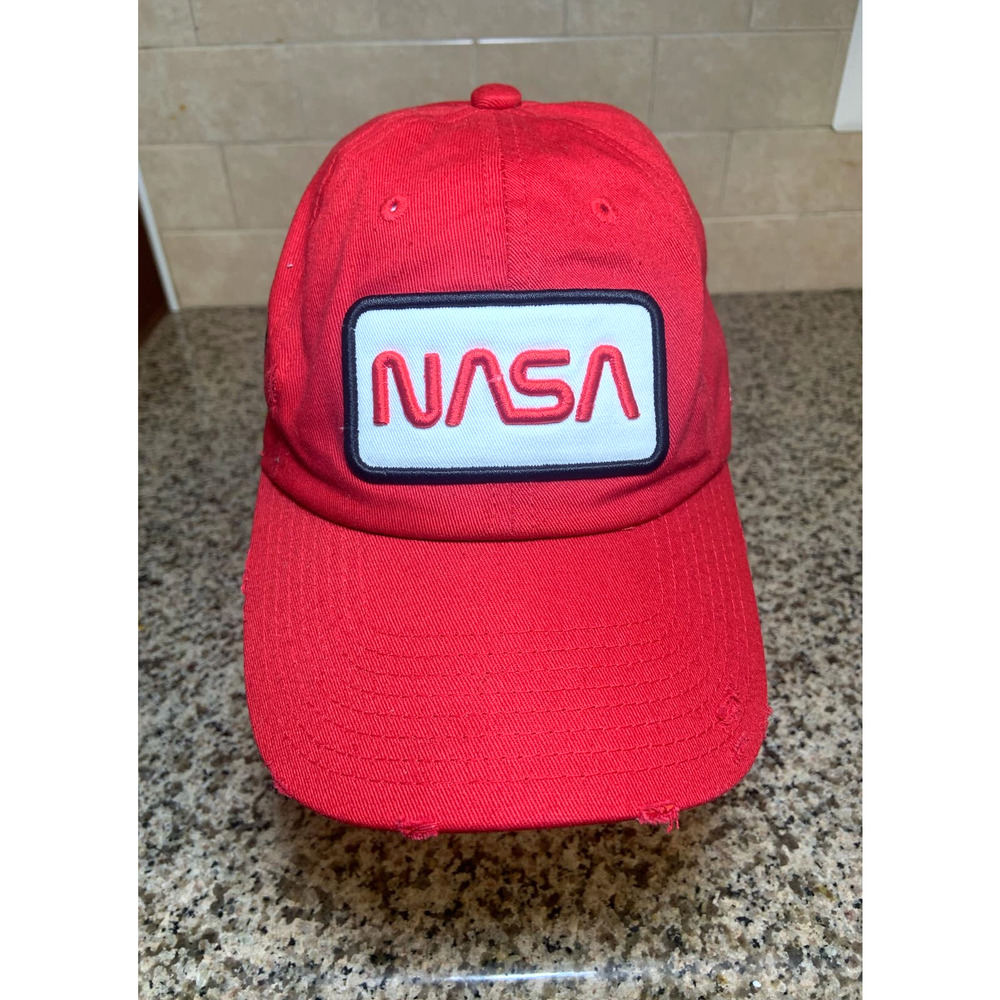 Field Grade Skylab NASA Red Black White Distressed Adjustable Strapback Hat OS